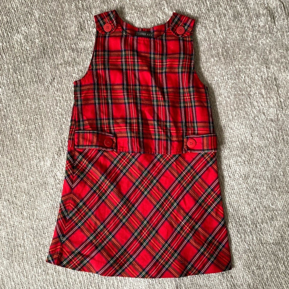 Copper Key Girls Plaid Jumper Dress Size 6 Red Tartan Christmas Holiday Classic